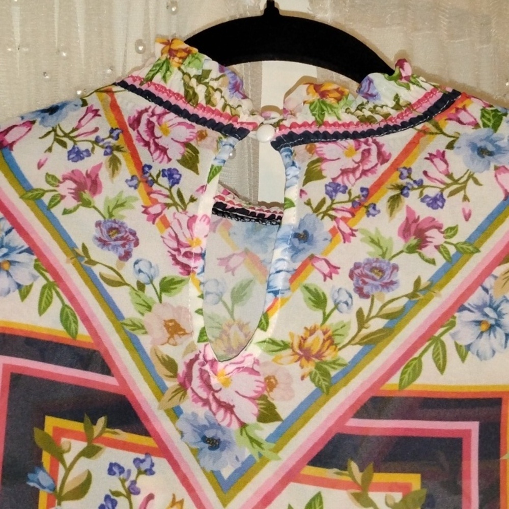 Jealous Tomato Woman's High Neck Floral Print Long Sleeve Blouse, Size: S - Picture 6 of 12
